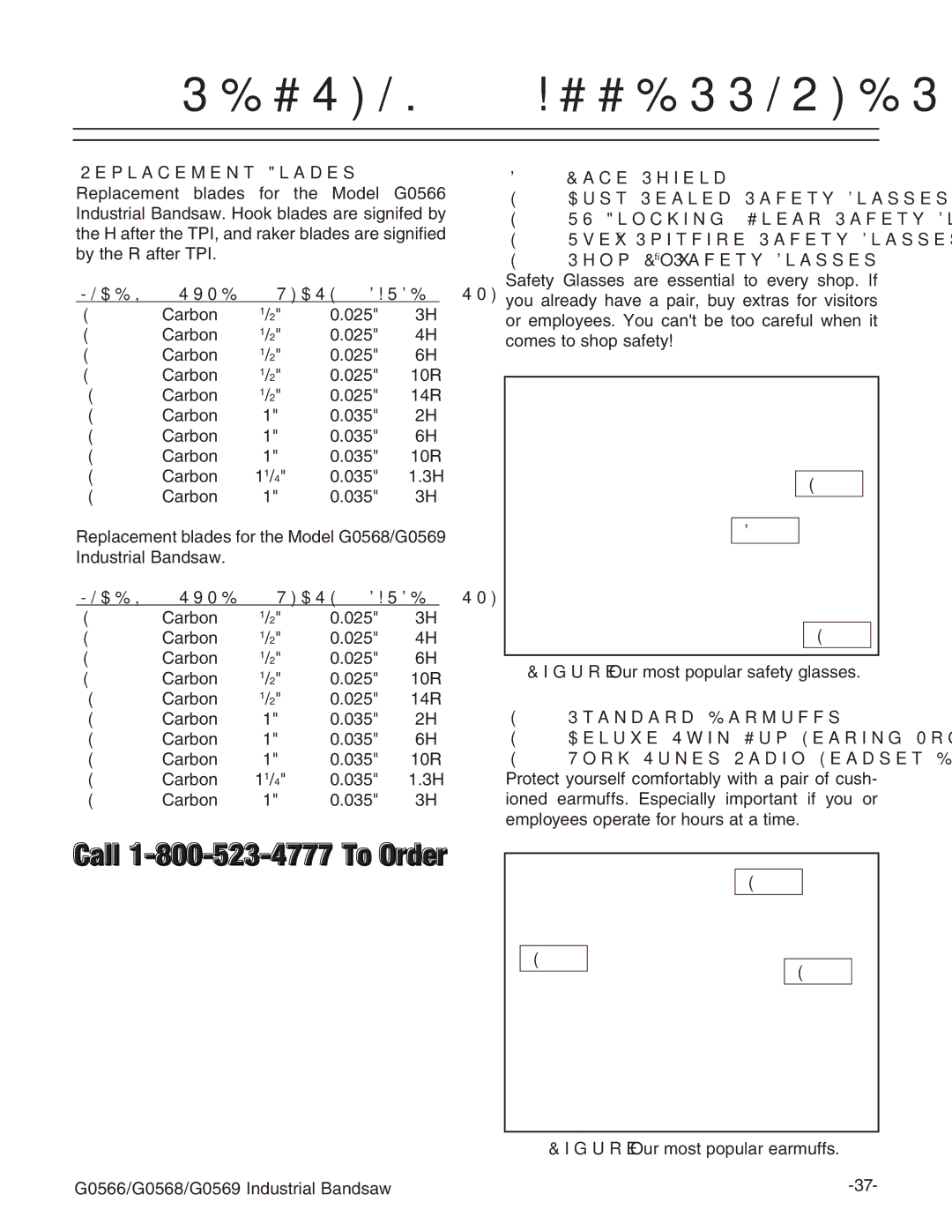 Grizzly G0531 manual 2EPLACEMENTCLADES,  $UST 3EALED 3AFETY Lasses, Igure DjgbdhiedejaVghVZin\aVhhZh# 