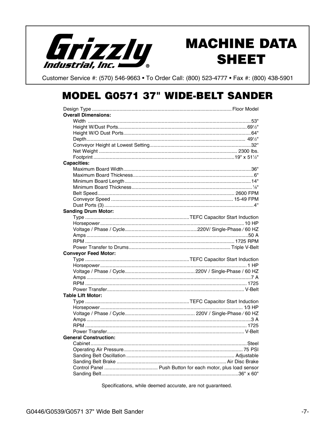 Grizzly G0446, G0539 manual $%,$ $%%,443!.$%2 