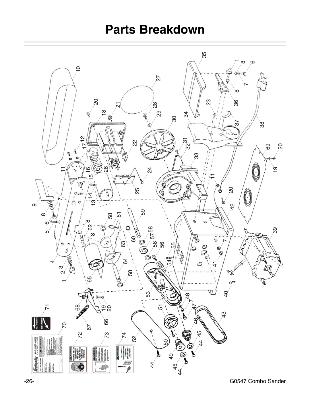 Grizzly G0547 instruction manual Parts Breakdown 