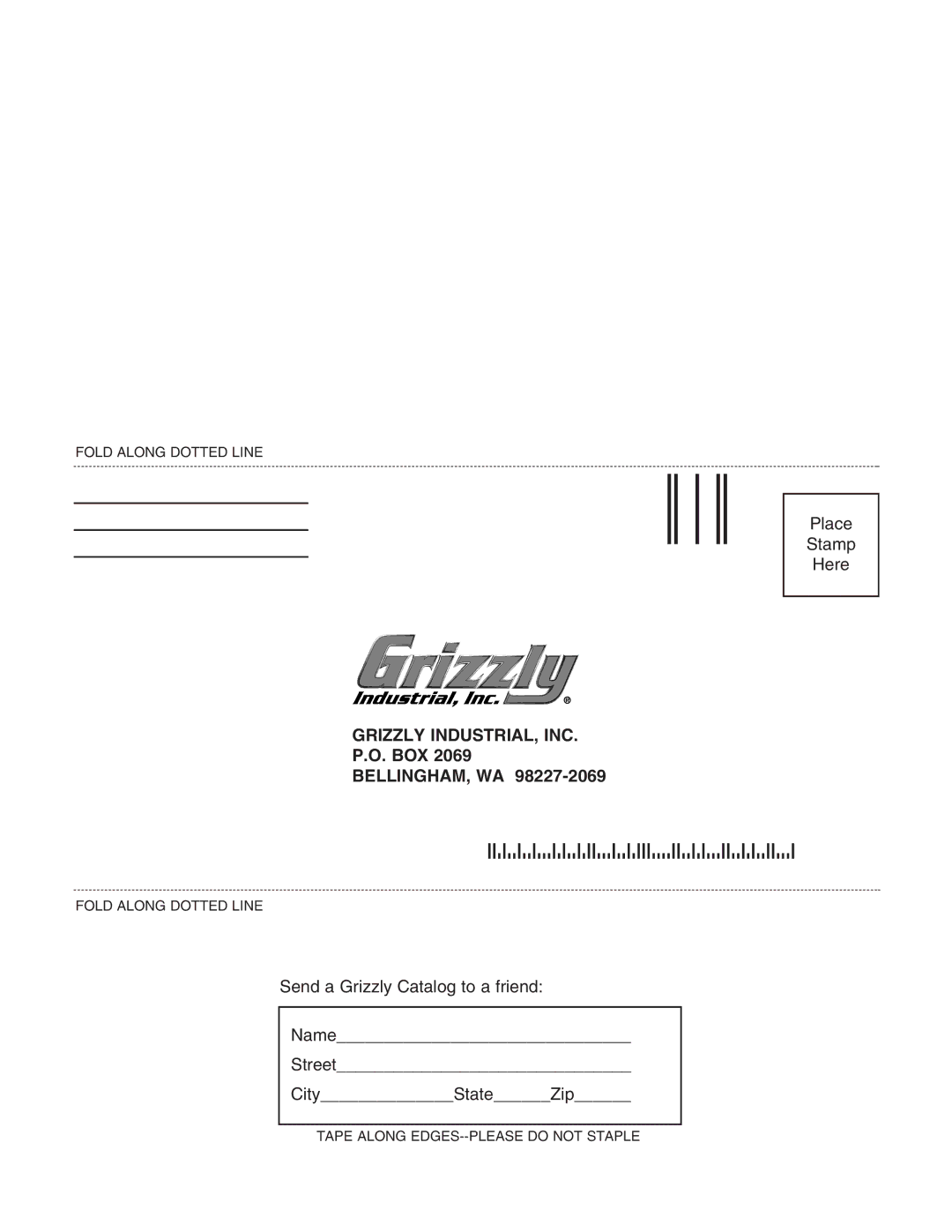 Grizzly G0548 instruction manual Grizzly INDUSTRIAL, INC, Box Bellingham, Wa 