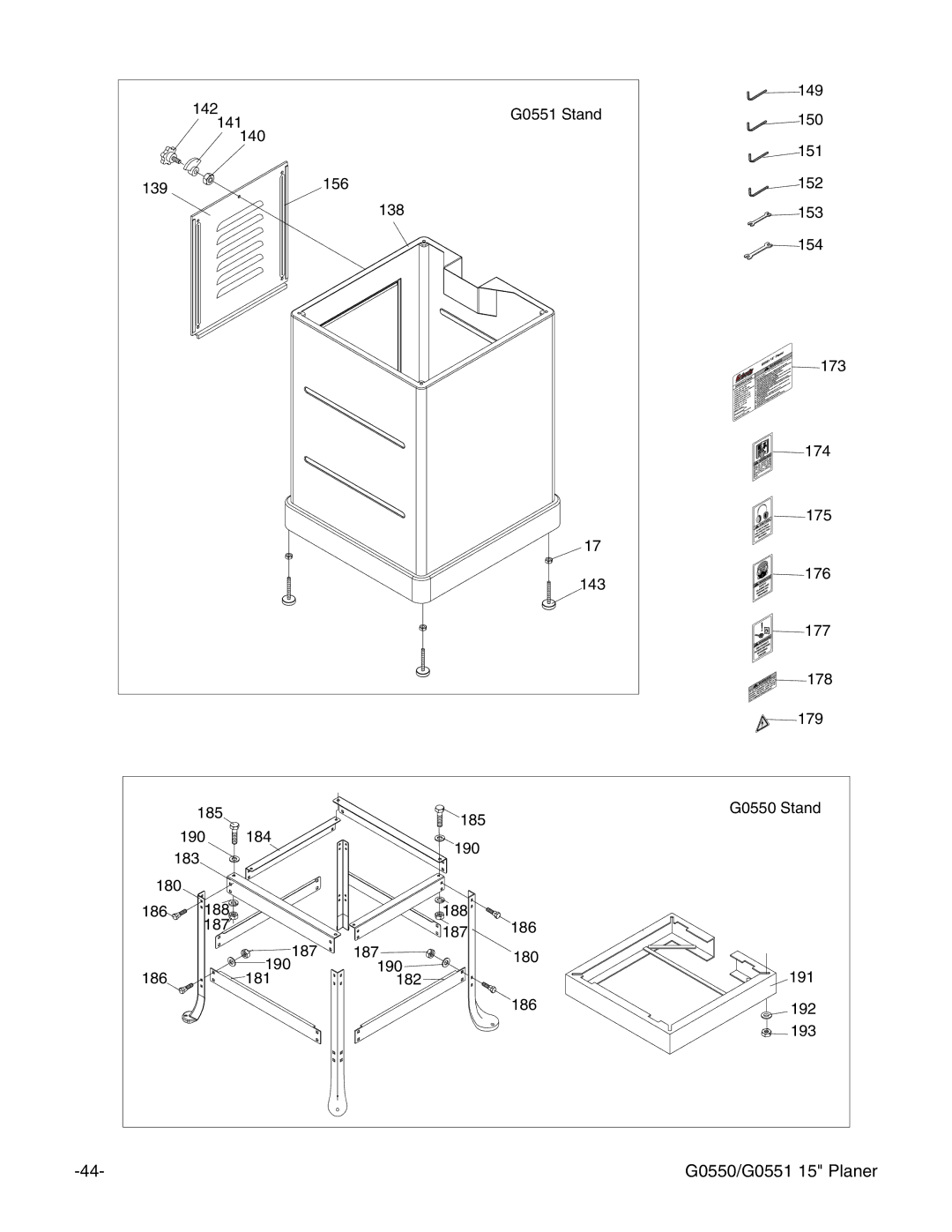 Grizzly instruction manual G0550/G0551 15 Planer 