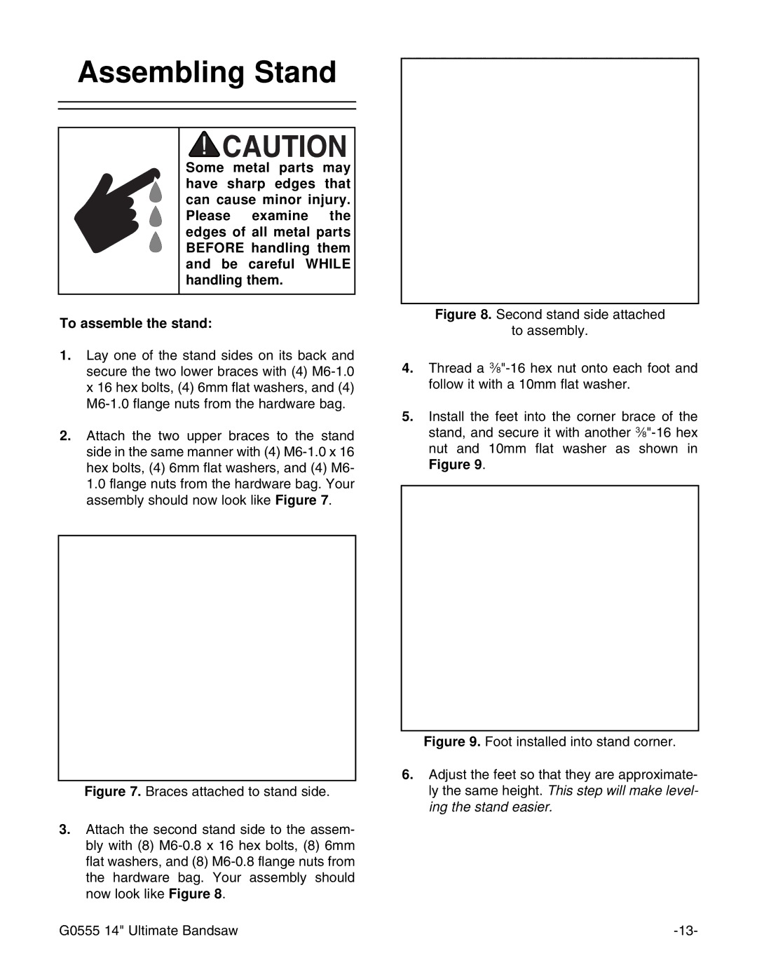 Grizzly G0555 instruction manual Assembling Stand 