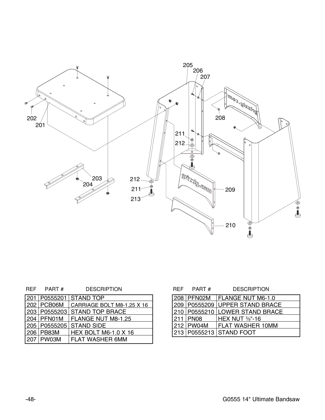 Grizzly G0555 instruction manual Stand TOP 