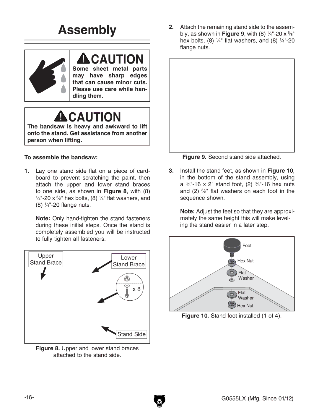 Grizzly G0555LX owner manual Assembly, JeeZg HiVcY7gVXZ AdlZg HiVcYHYZ 