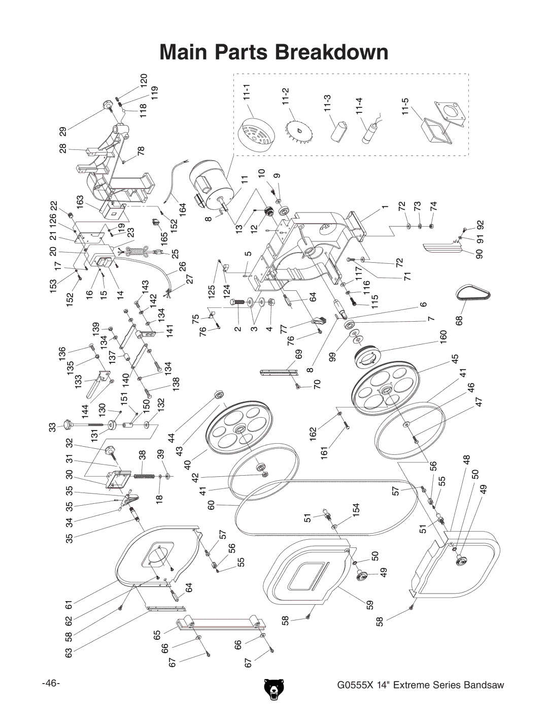 Grizzly G0555X owner manual Main 