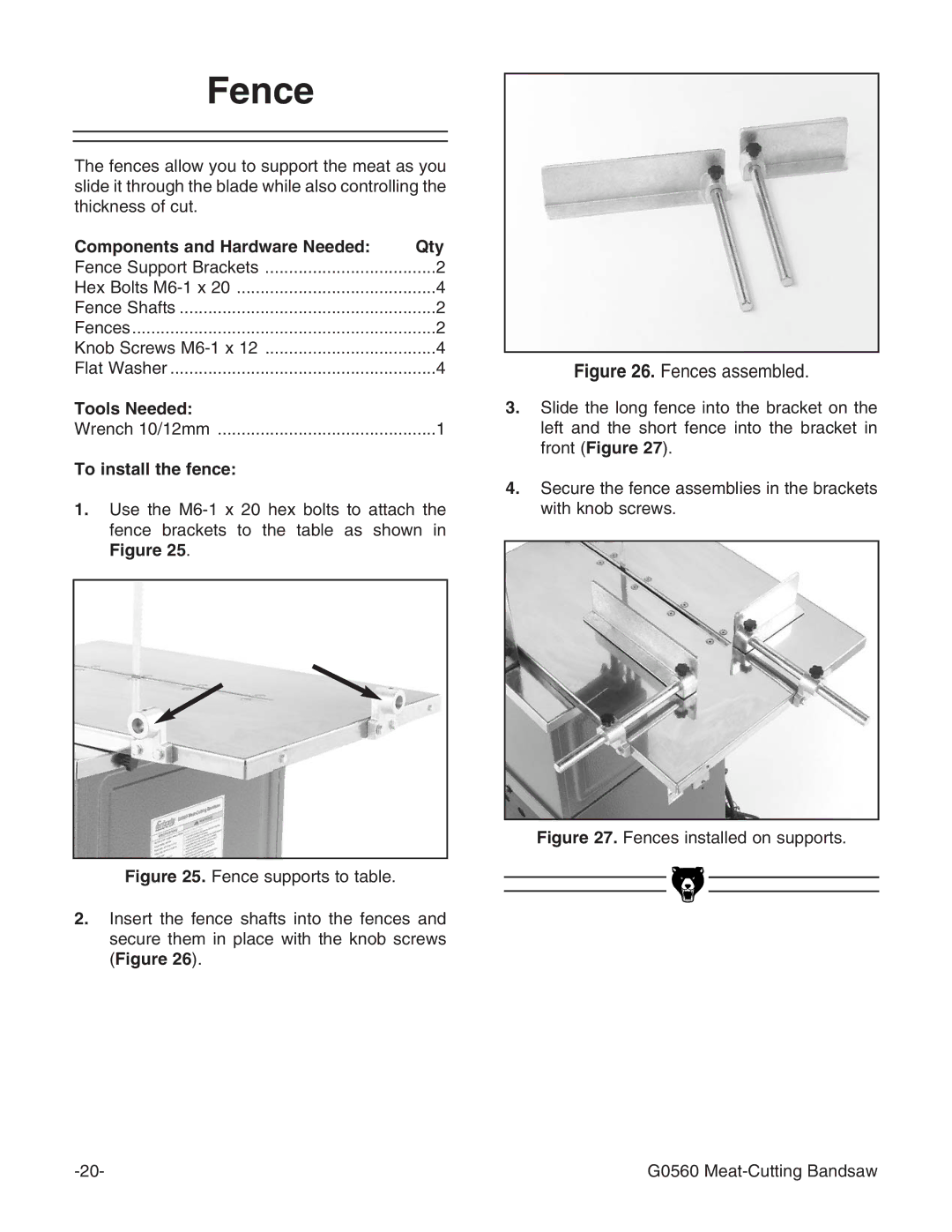 Grizzly G0560 instruction manual Fence, To install the fence 