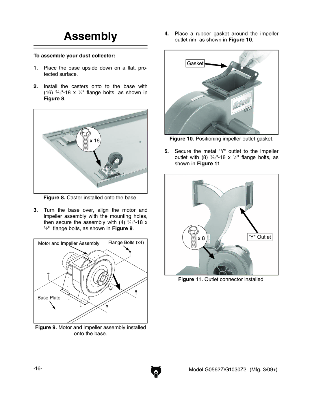 Grizzly G0562Z Assembly, To assemble your dust collector,  HZXjgZ iZ bZiVa N djiaZi id iZ beZaaZg, Hdlcc # 