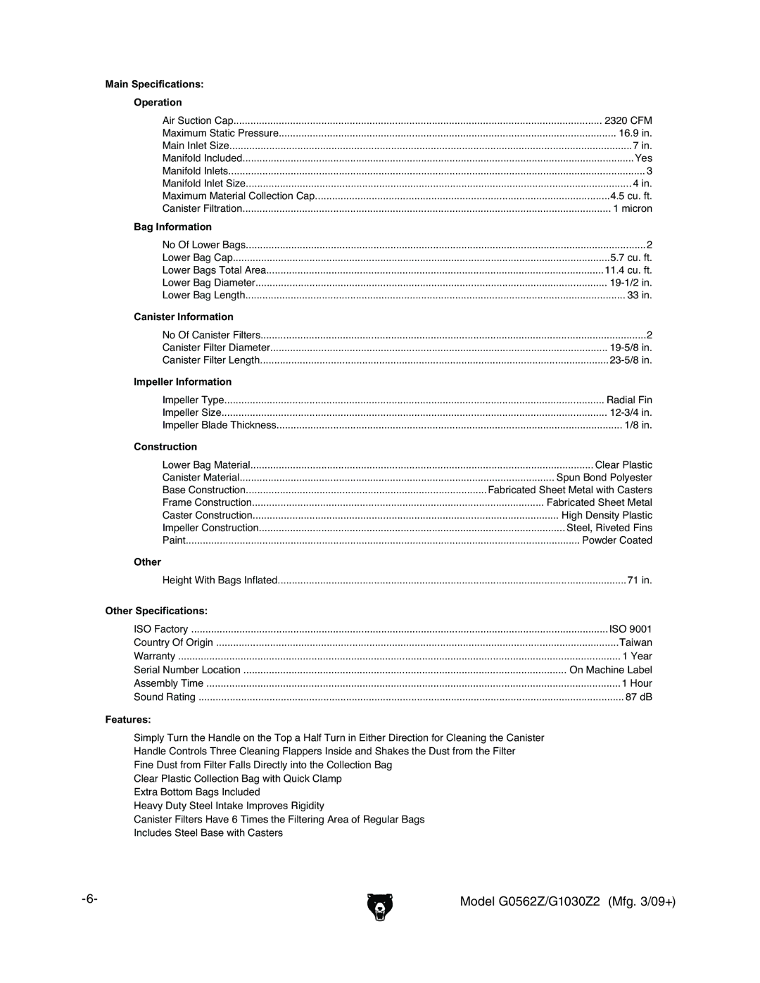 Grizzly G0562Z, G1030Z2 owner manual 8VchiZgcdgbVidc 