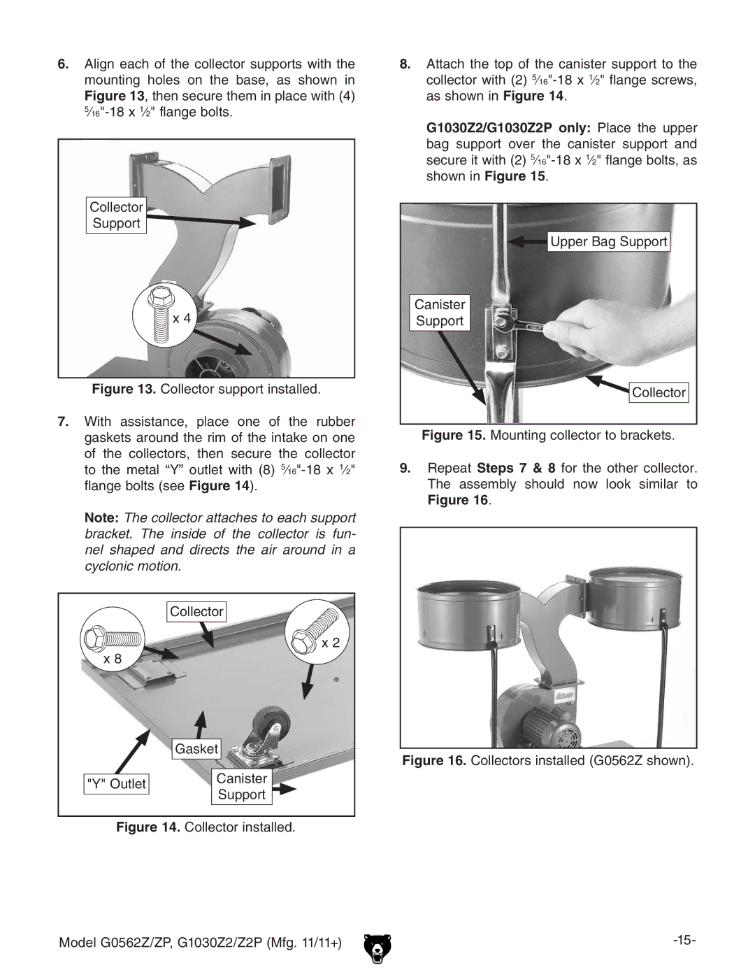 Grizzly G0562Z owner manual Outlet Canister Support 