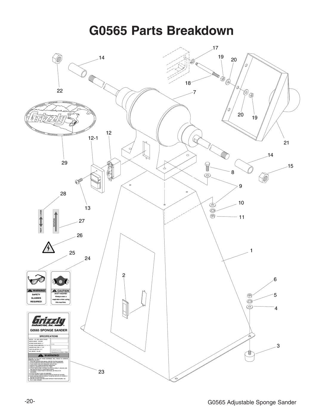 Grizzly instruction manual G0565 Parts Breakdown 