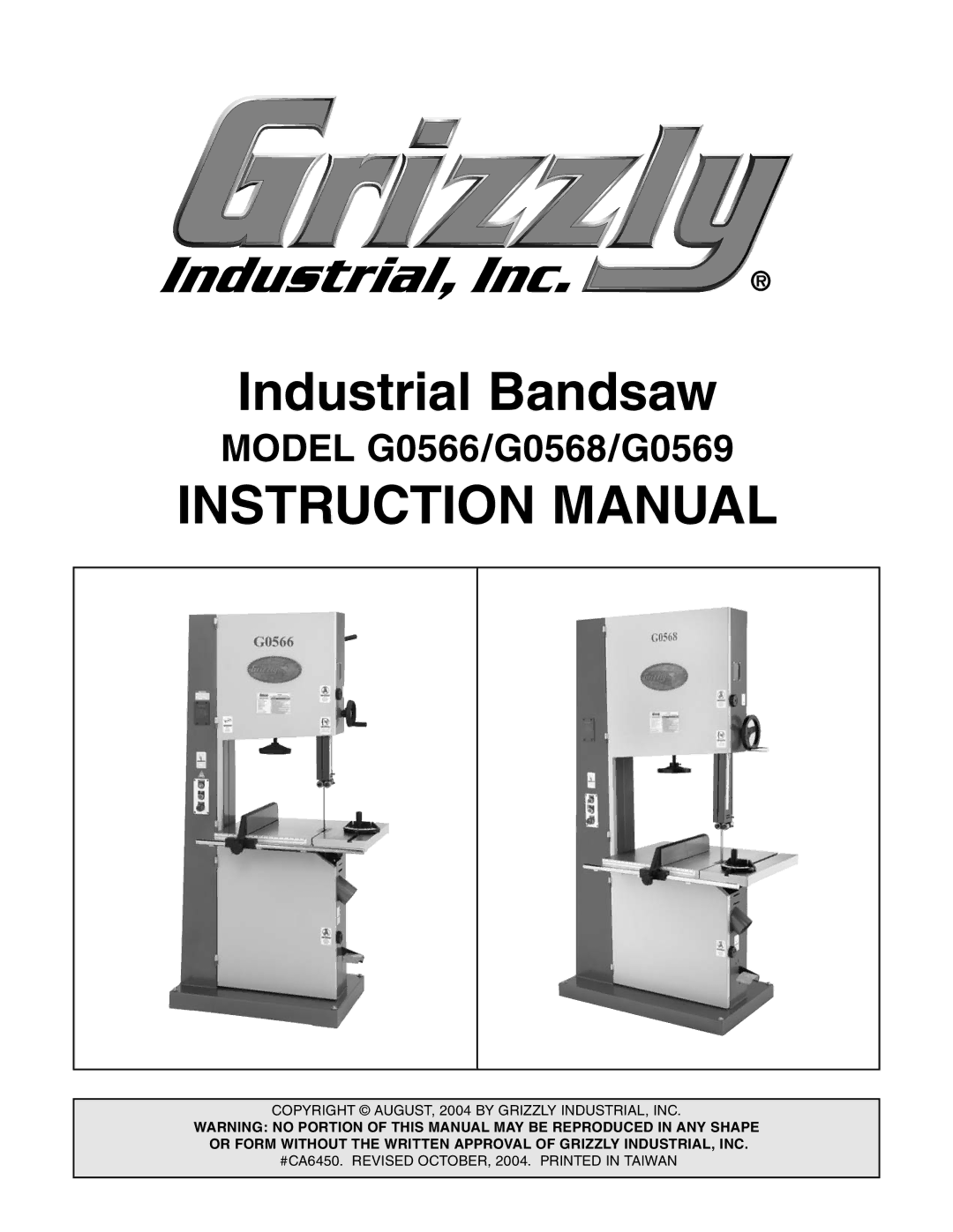 Grizzly G0566 manual Ndustrial Andsaw 