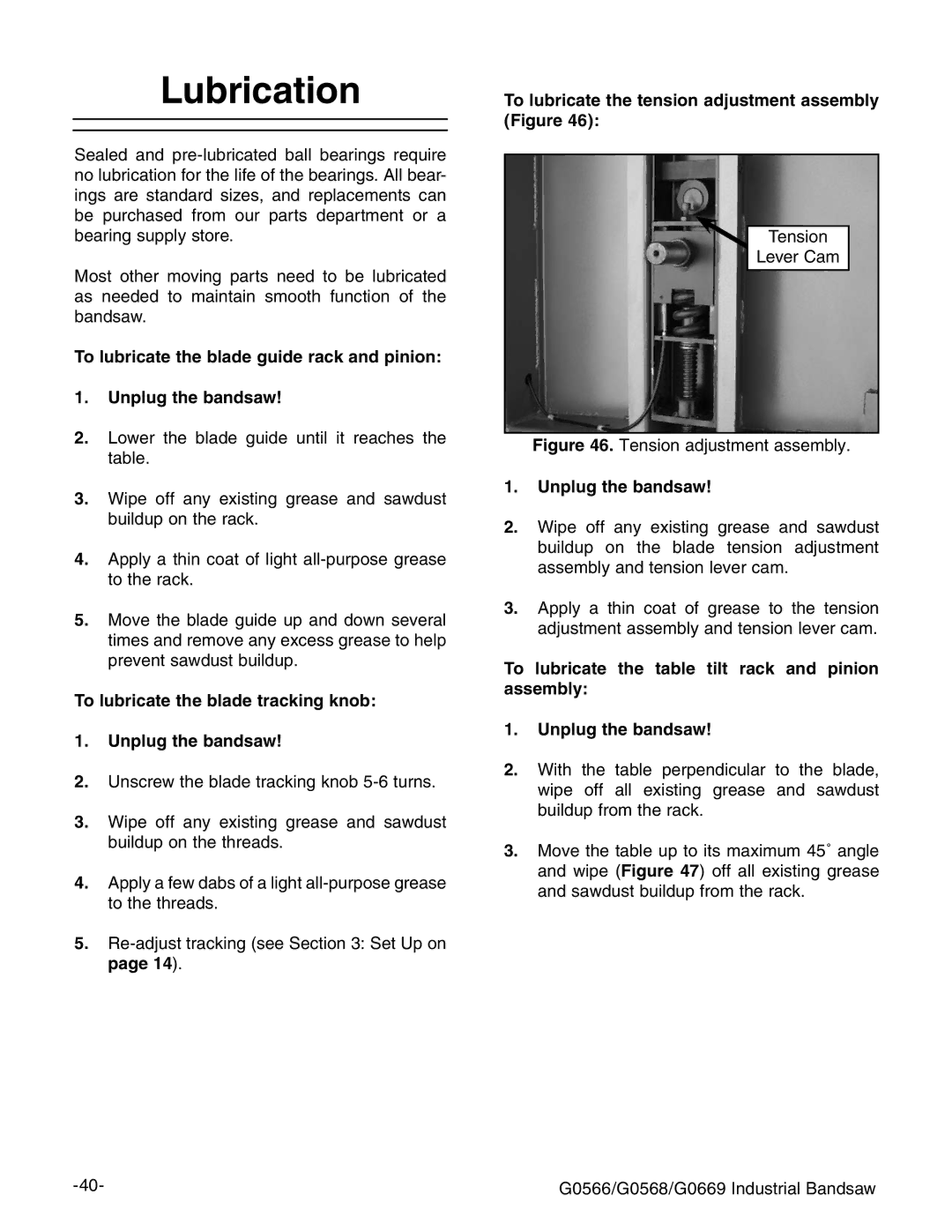 Grizzly G0566 manual Ubrication,  GZVYjhiigVX`c\hZZ3ECTIONT 3ETE5P on page # 