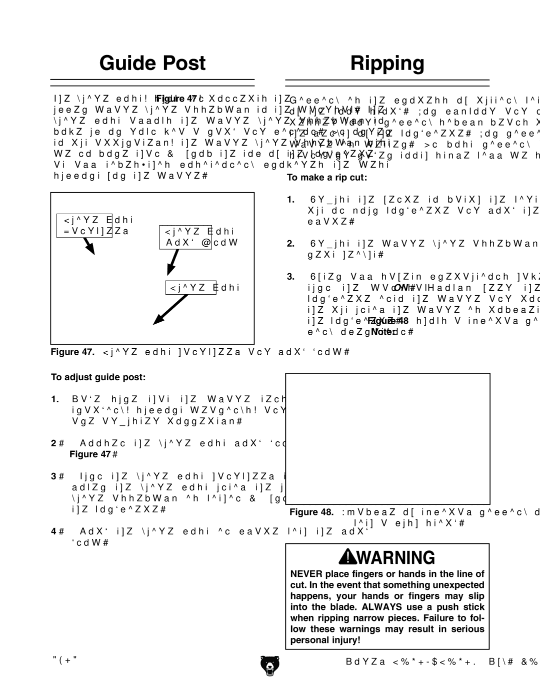 Grizzly G0569, G0568 owner manual Guide Post Ripping, To adjust guide post, To make a rip cut 