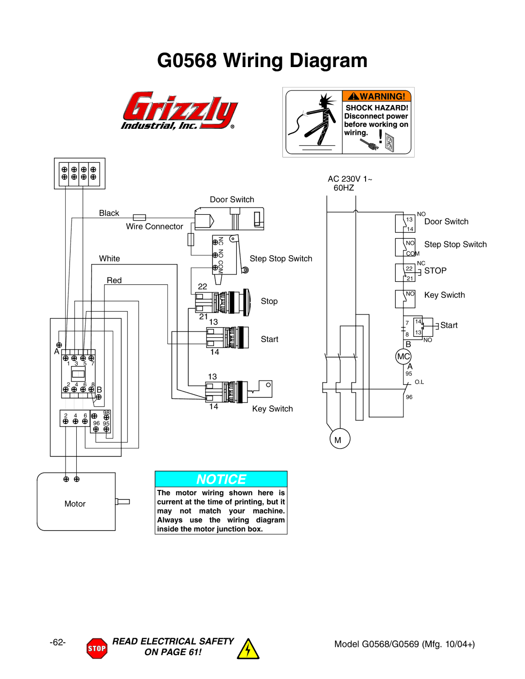 Grizzly G0569 owner manual G0568 Wiring Diagram 