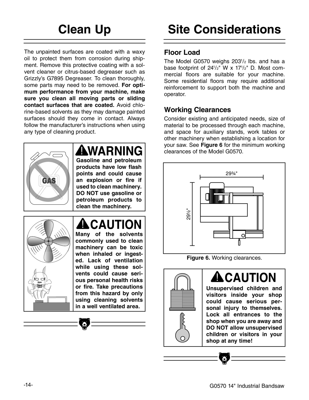 Grizzly G0570 manual #LEAN 5P, 3ITE #ONSIDERATIONS, Igure Ldg`c\XaZVgVcXZh# 