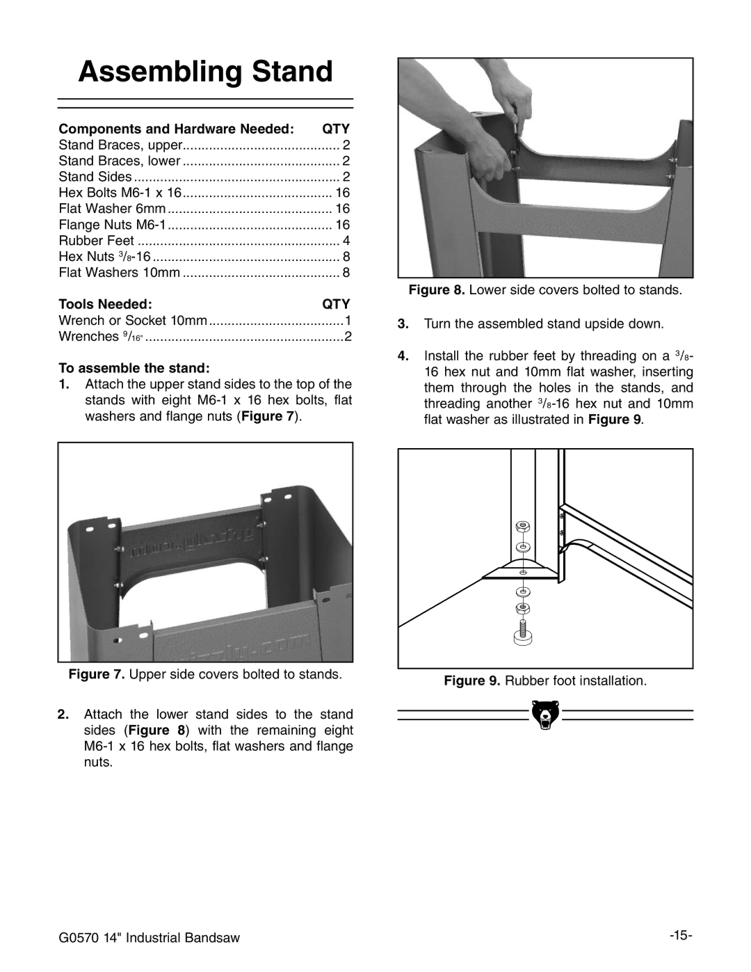 Grizzly G0570 manual Ssembling 3TAND, 4O Assemble the STAND,  IjgciZVhhZbWaZYhiVcYjehYZYdlc# 