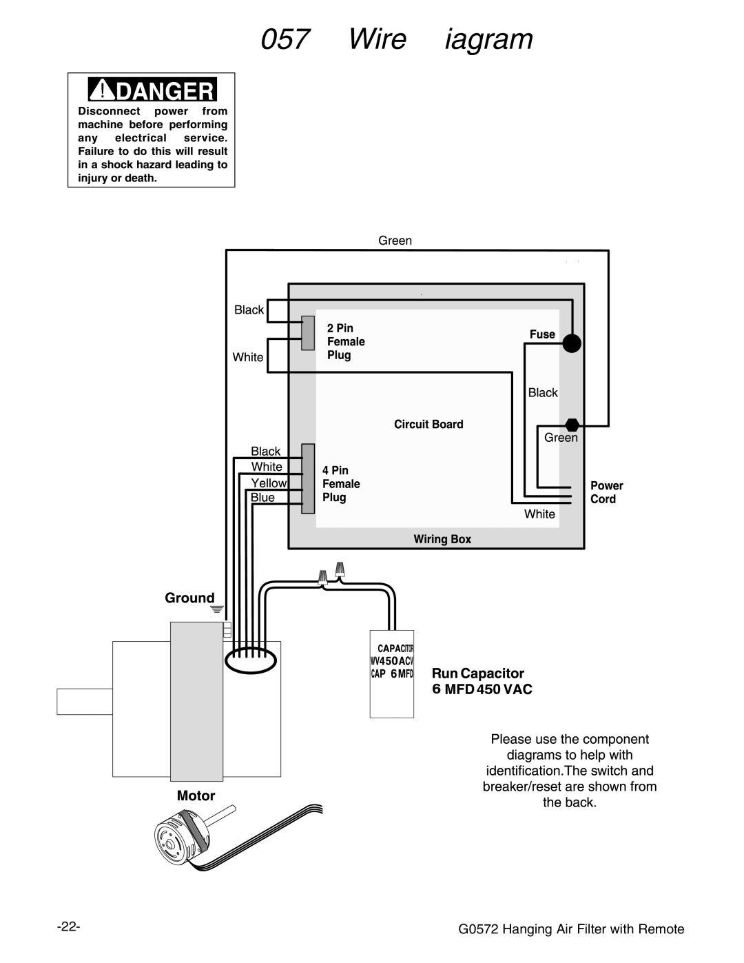 Grizzly instruction manual G0572 Wire Diagram 