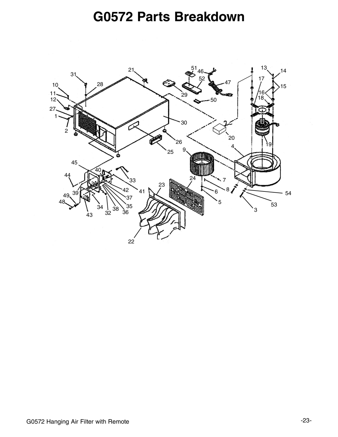 Grizzly instruction manual G0572 Parts Breakdown 