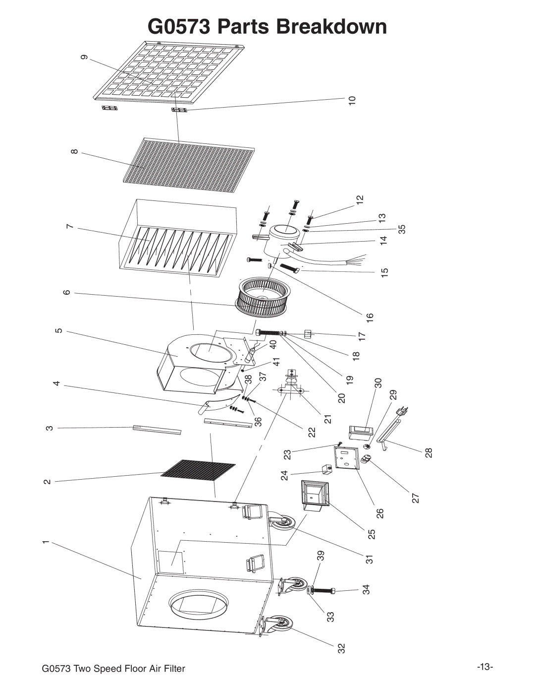 Grizzly instruction manual G0573 Parts Breakdown 