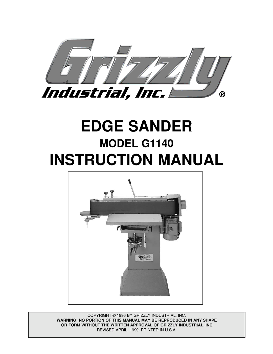 Grizzly G0574 installation instructions Edge Sander 