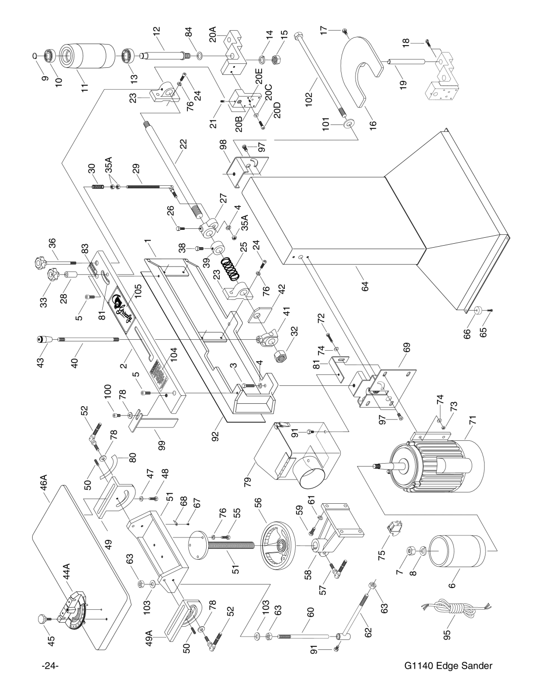 Grizzly G0574 installation instructions 44A 49A 46A 