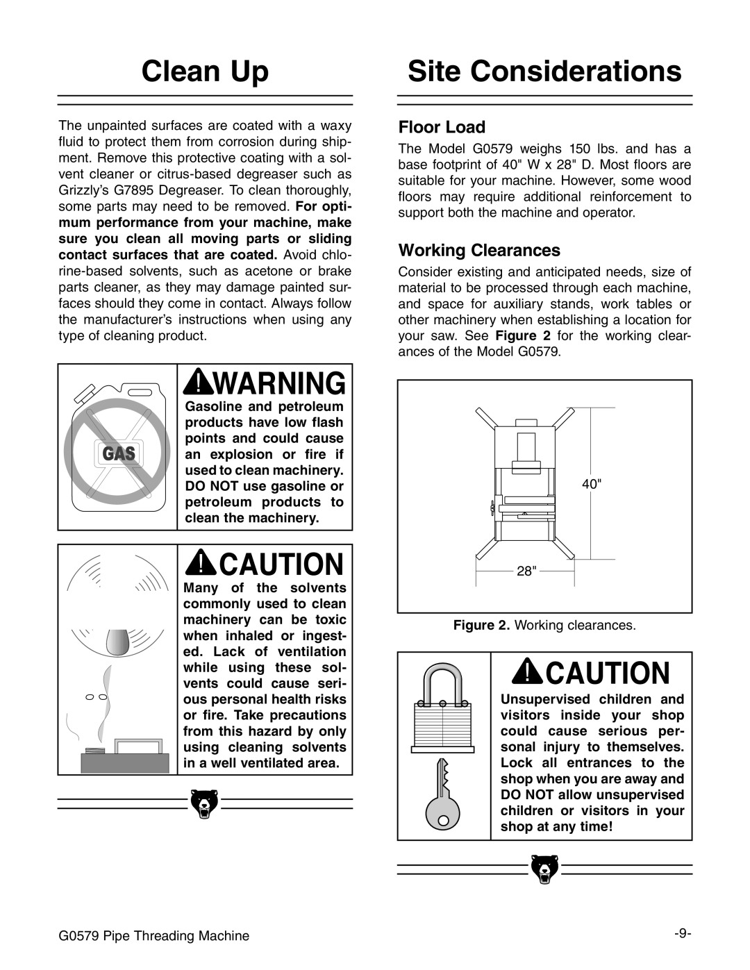 Grizzly G0579 manual #LEAN 5P, 3ITE #ONSIDERATIONS, Igure Ldg`c\XaZVgVcXZh# 