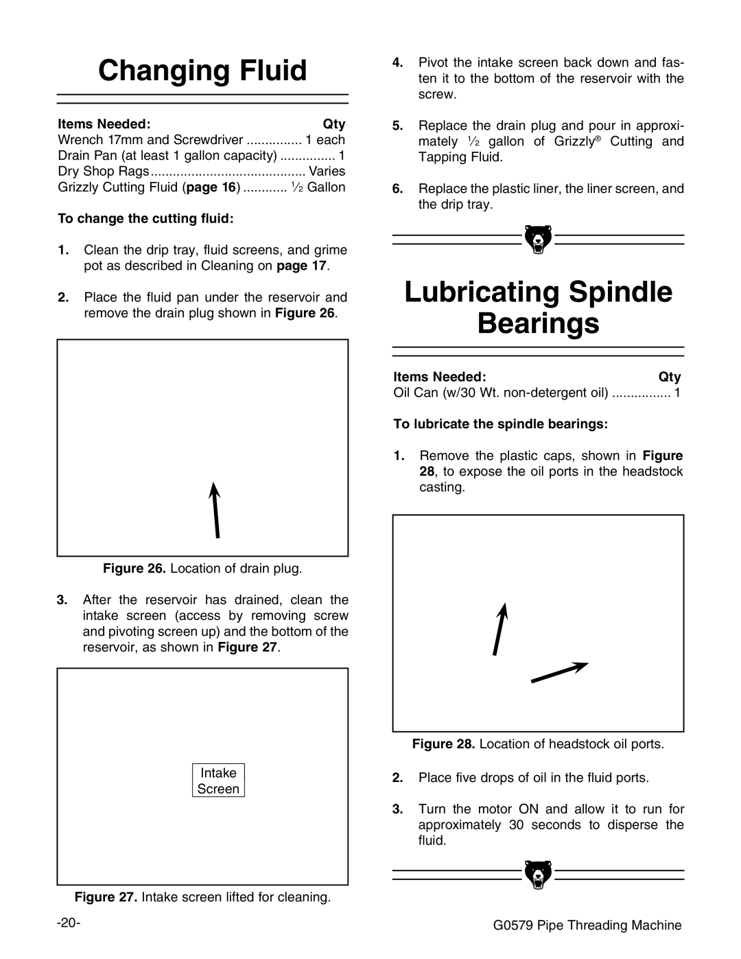 Grizzly G0579 manual #Hanging &Luid, 4O Change the Cutting FLUID, Igure AdXVidcdYgVceaj\# 