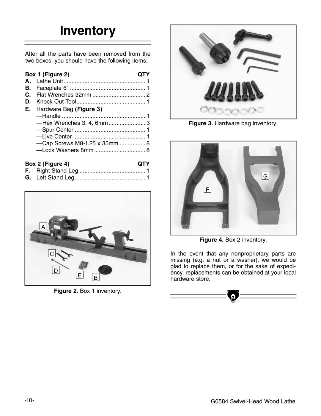 Grizzly G0584 manual Nventory, OXX&IGUREE149, Oxx&Iguree 