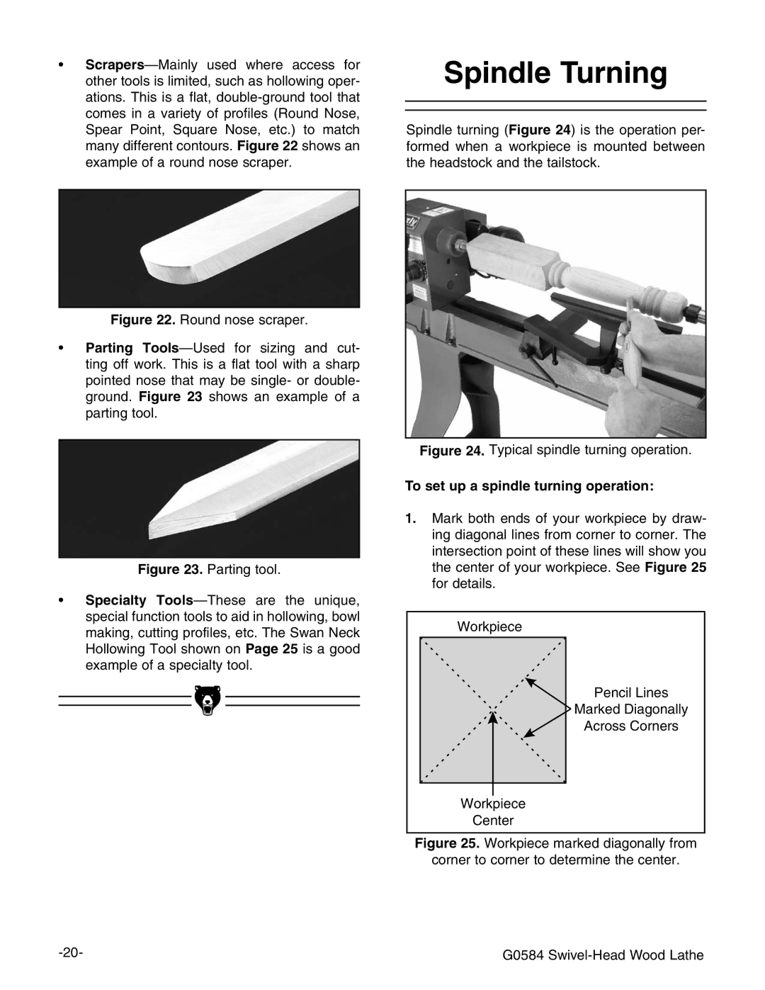 Grizzly G0584 manual 3PINDLE 4URNING, 4O SET UP AASPINDLEETURNINGNOPERATION 