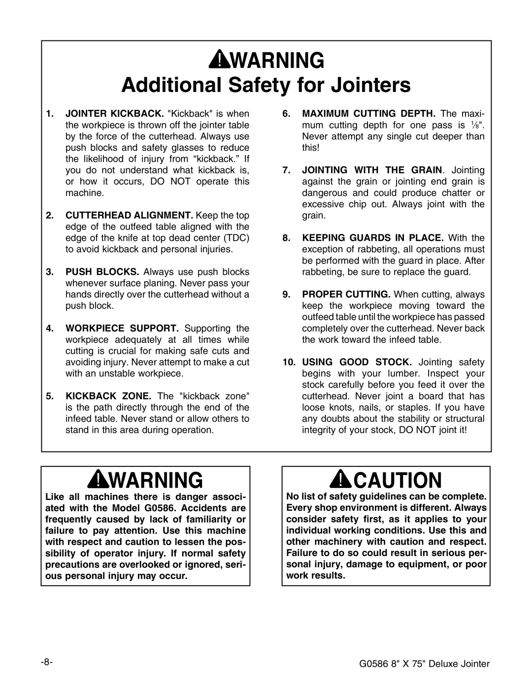 Grizzly G0586 manual Dditional 3AFETYYFORR*OINTERS 