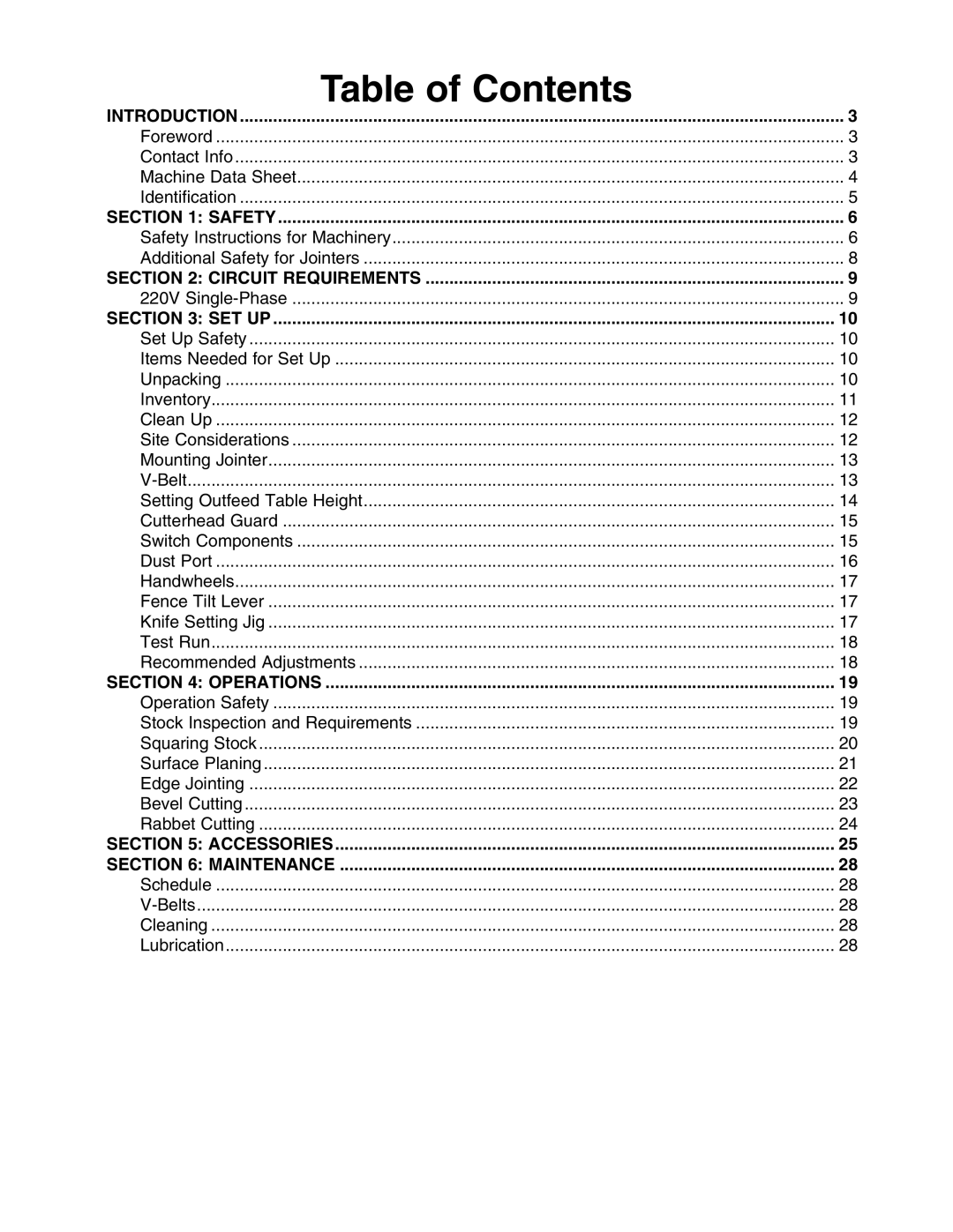 Grizzly G0586 manual 4ABLE of #ONTENTS 