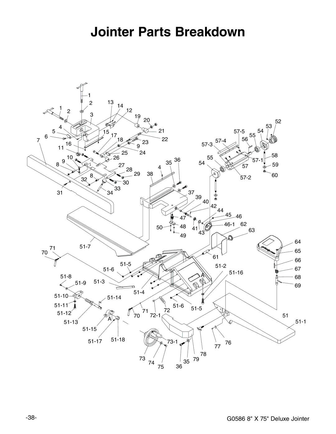 Grizzly G0586 manual Ointer 0ARTS Reakdown 