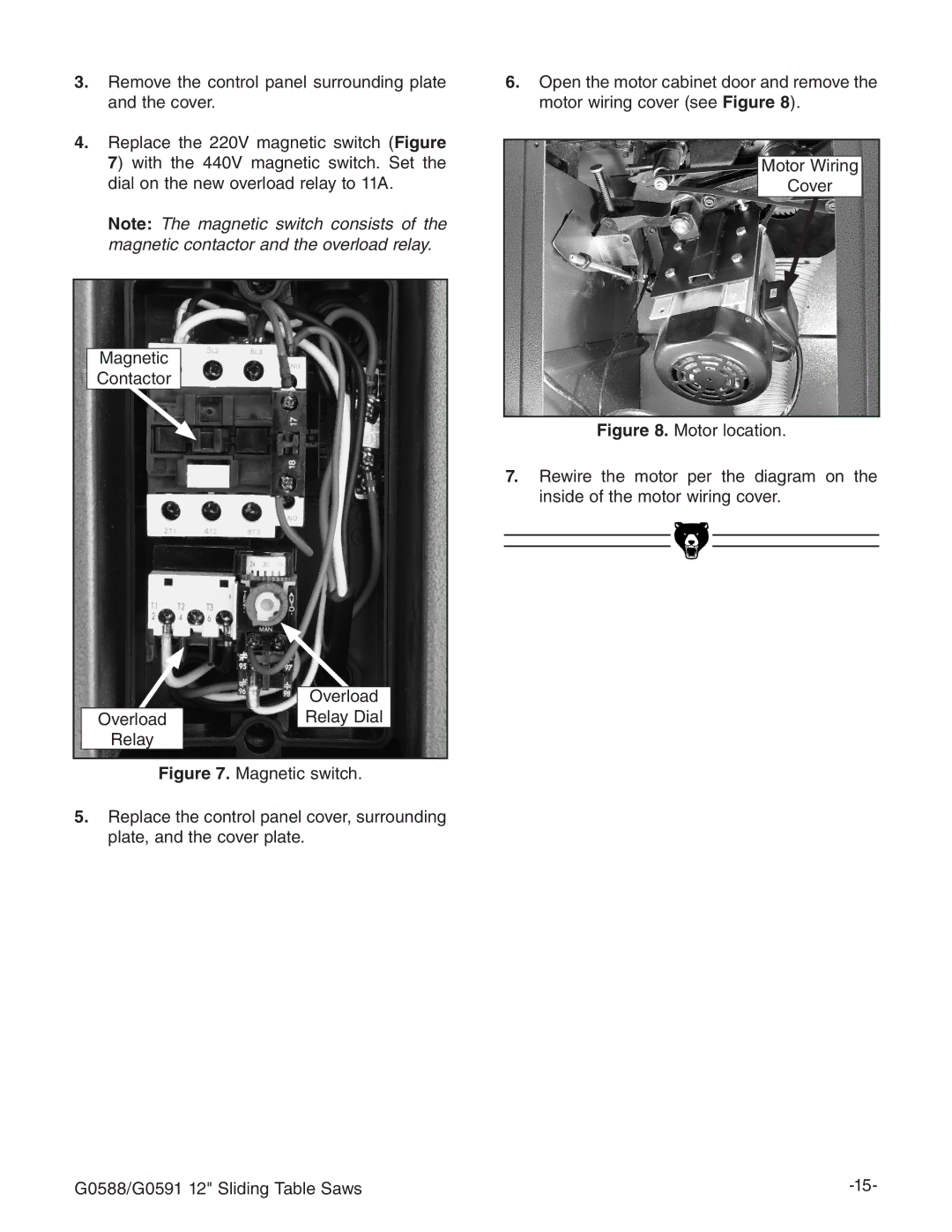 Grizzly G0588/G0591 instruction manual Magnetic switch 