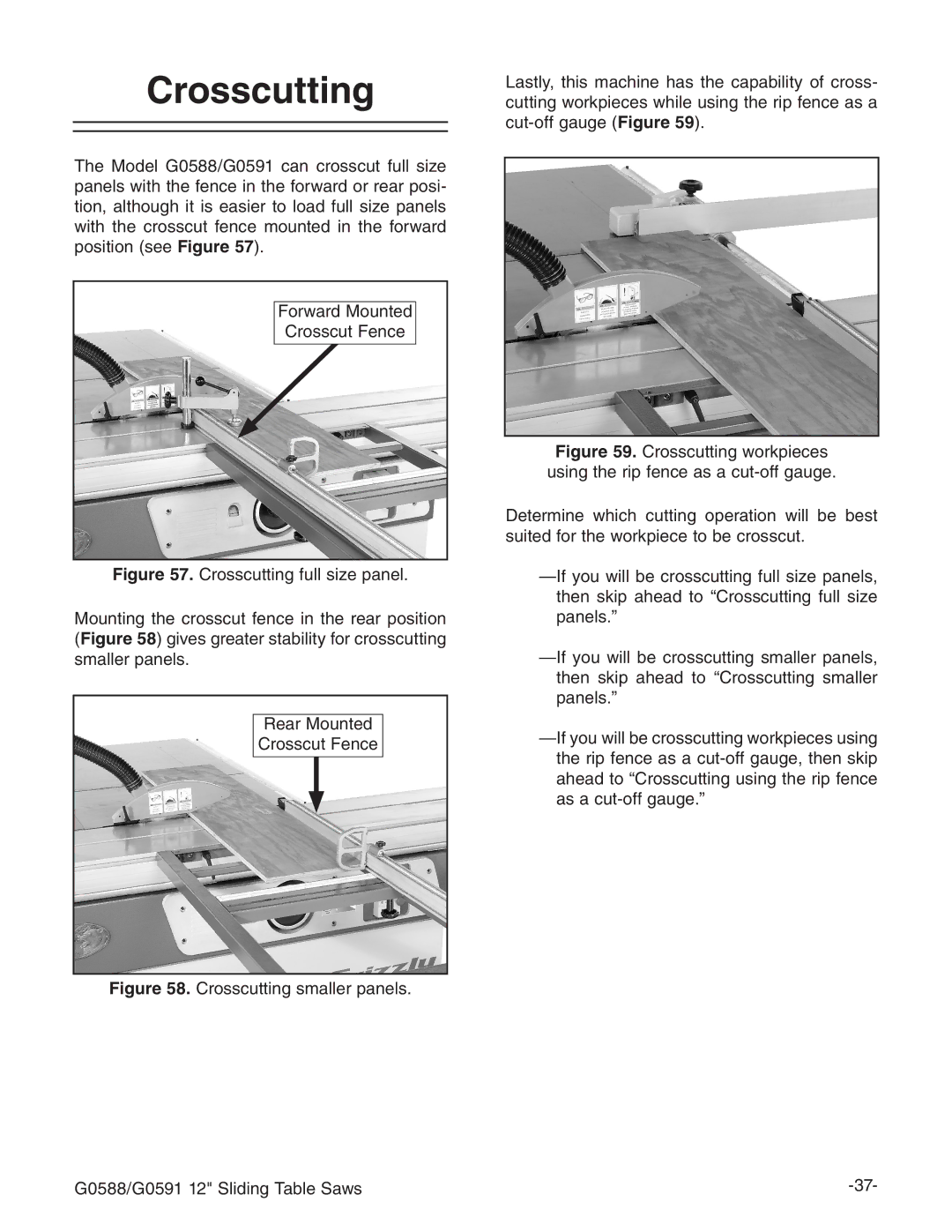 Grizzly G0588/G0591 instruction manual Crosscutting 