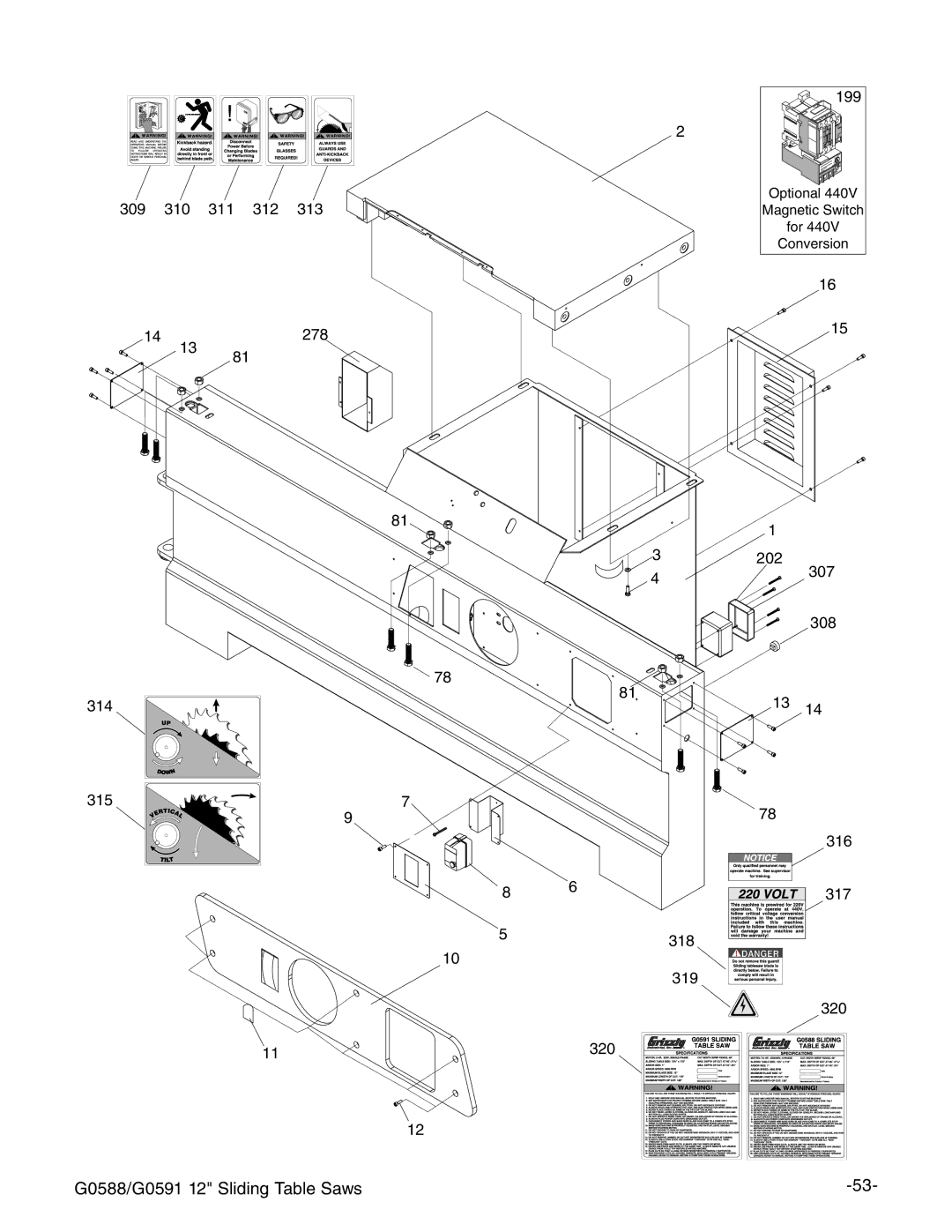 Grizzly instruction manual G0588/G0591 12 Sliding Table Saws 