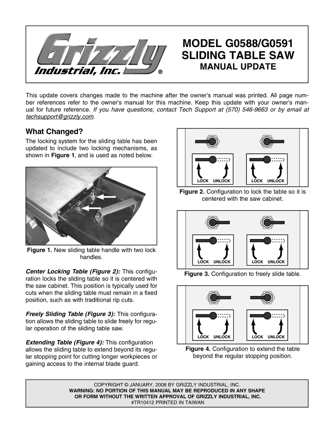 Grizzly G0588, G0591 owner manual Sliding Table SAW 