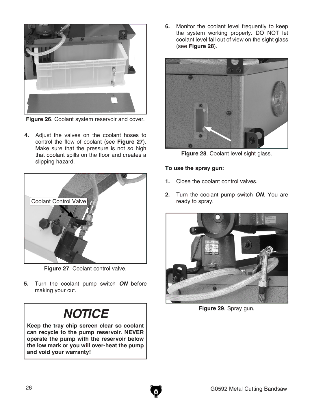 Grizzly owner manual Spray gun G0592 Metal Cutting Bandsaw 