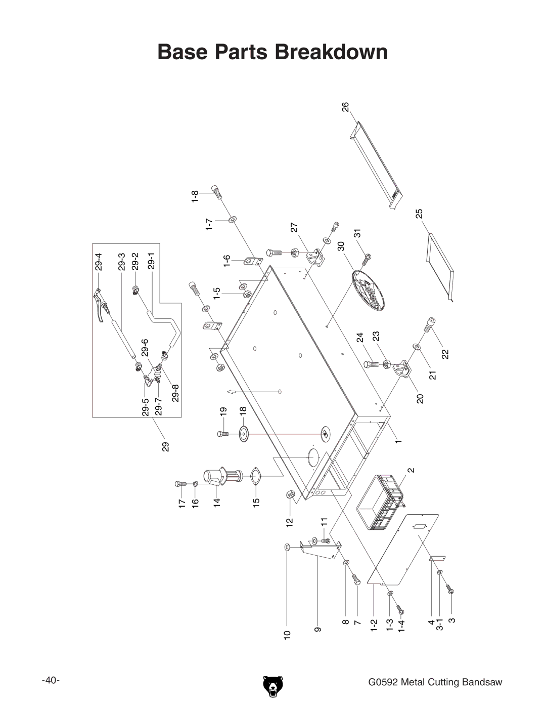 Grizzly G0592 owner manual Parts Breakdown 