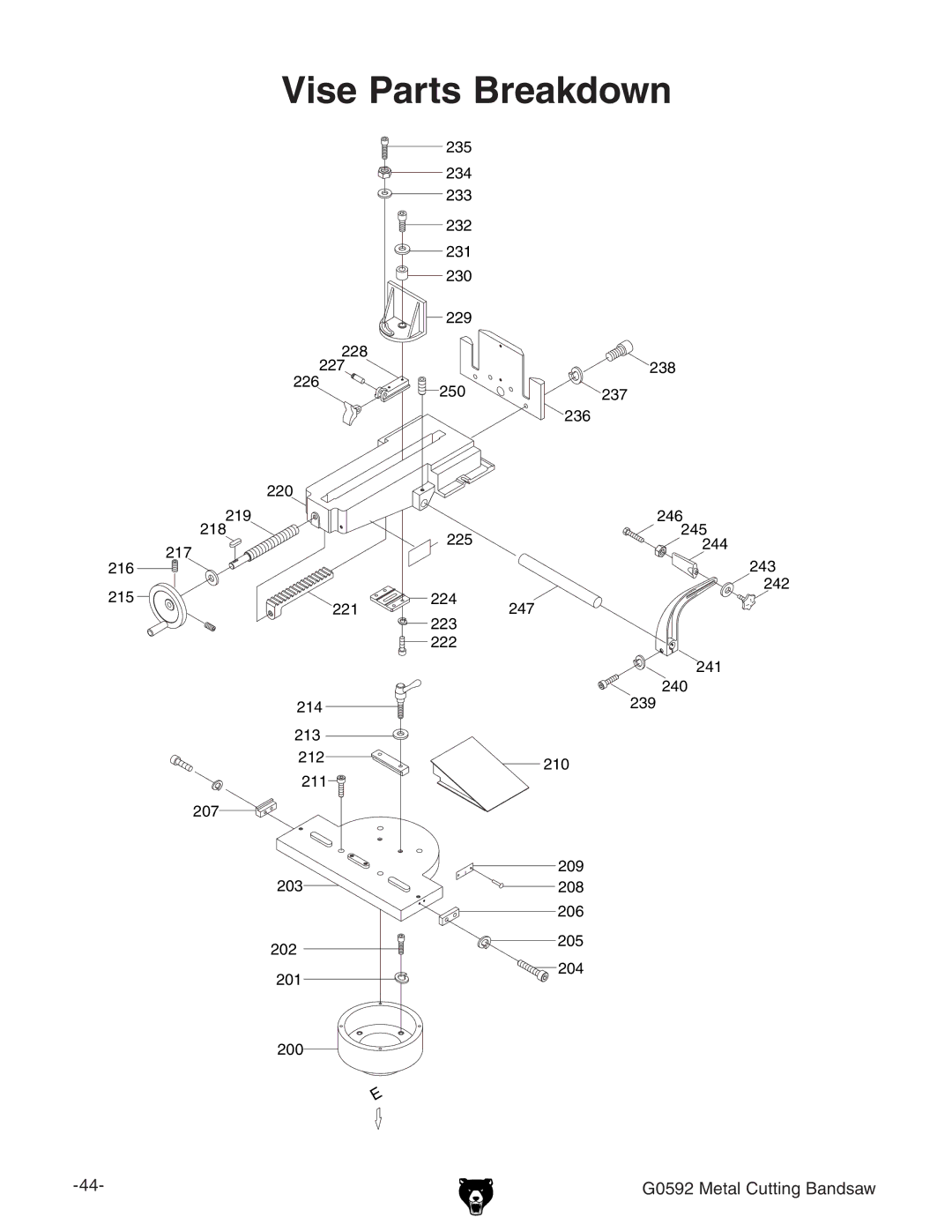 Grizzly G0592 owner manual Vise Parts Breakdown 