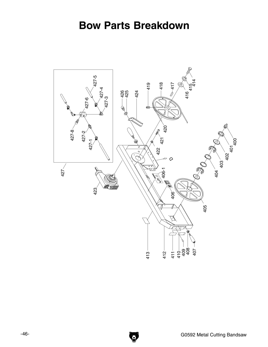 Grizzly G0592 owner manual Bow Parts Breakdown 