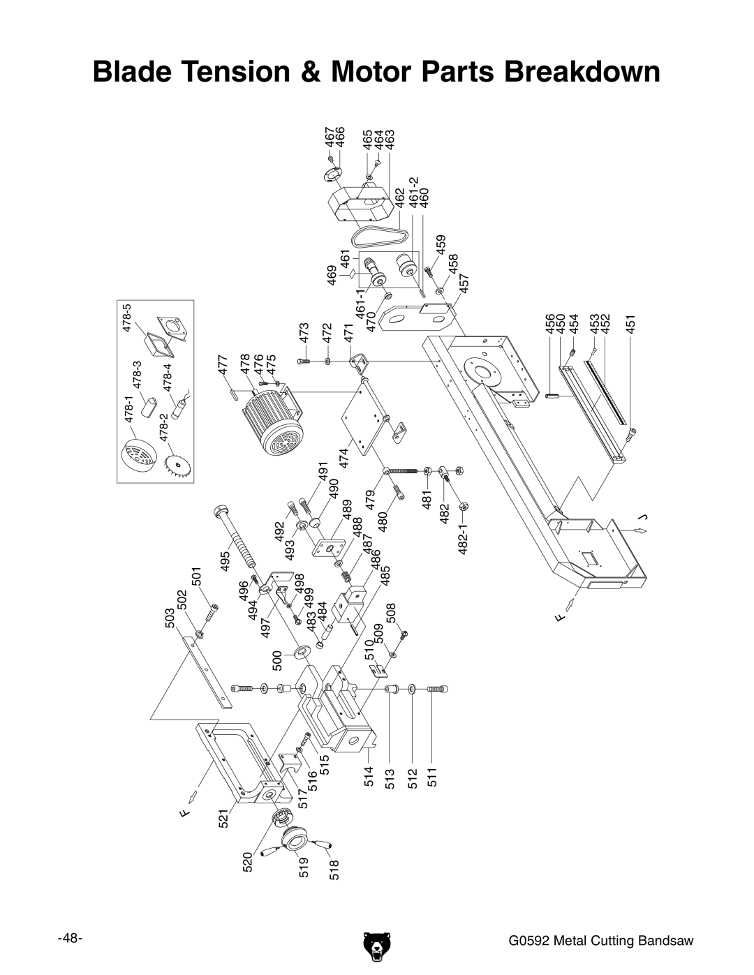 Grizzly G0592 owner manual Blade Tension 