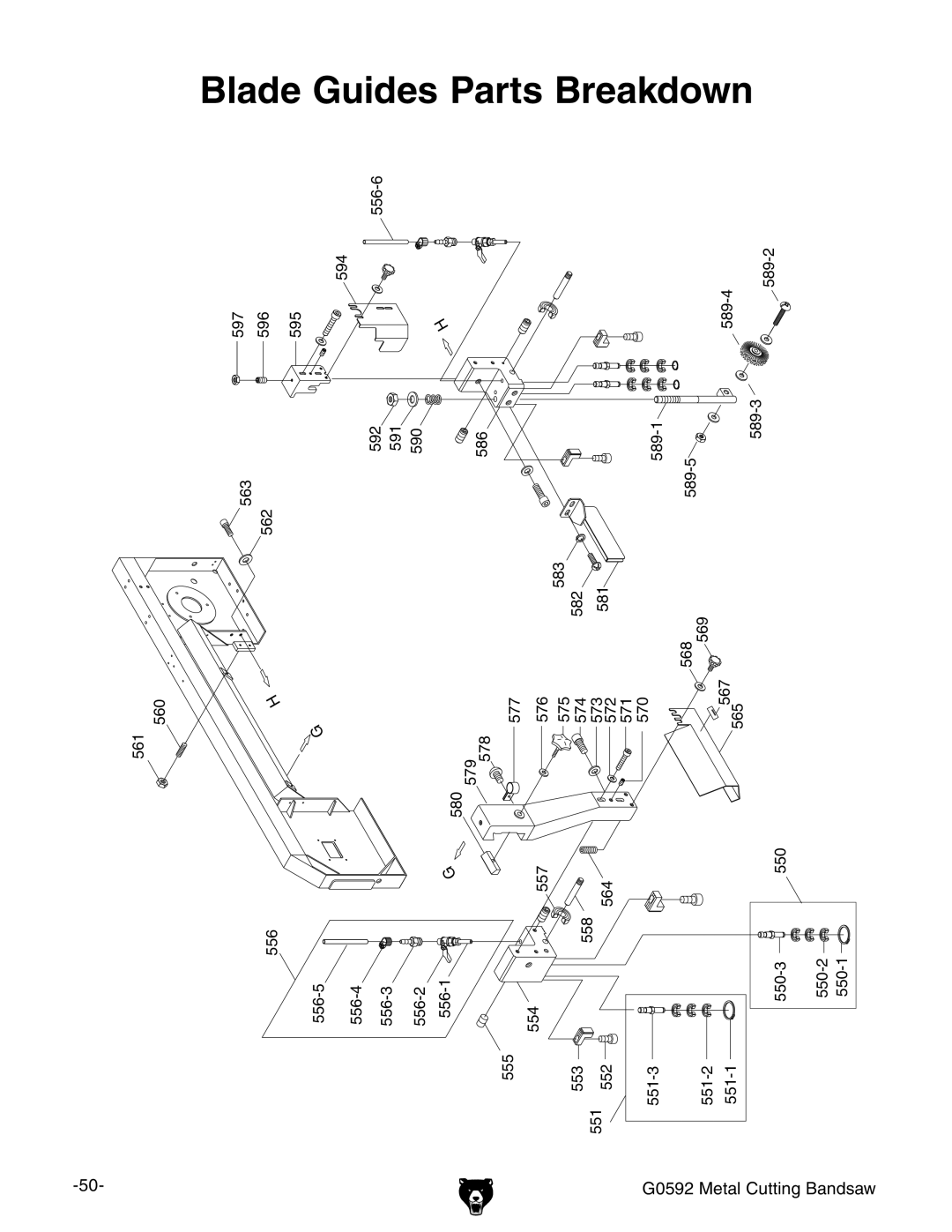 Grizzly G0592 owner manual BladeGuides 