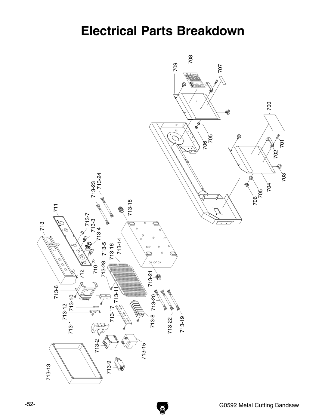 Grizzly G0592 owner manual Electrical Parts 