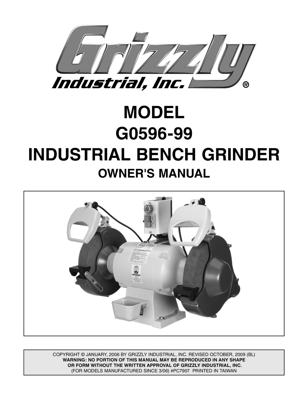 Grizzly G0596-99 owner manual Model 