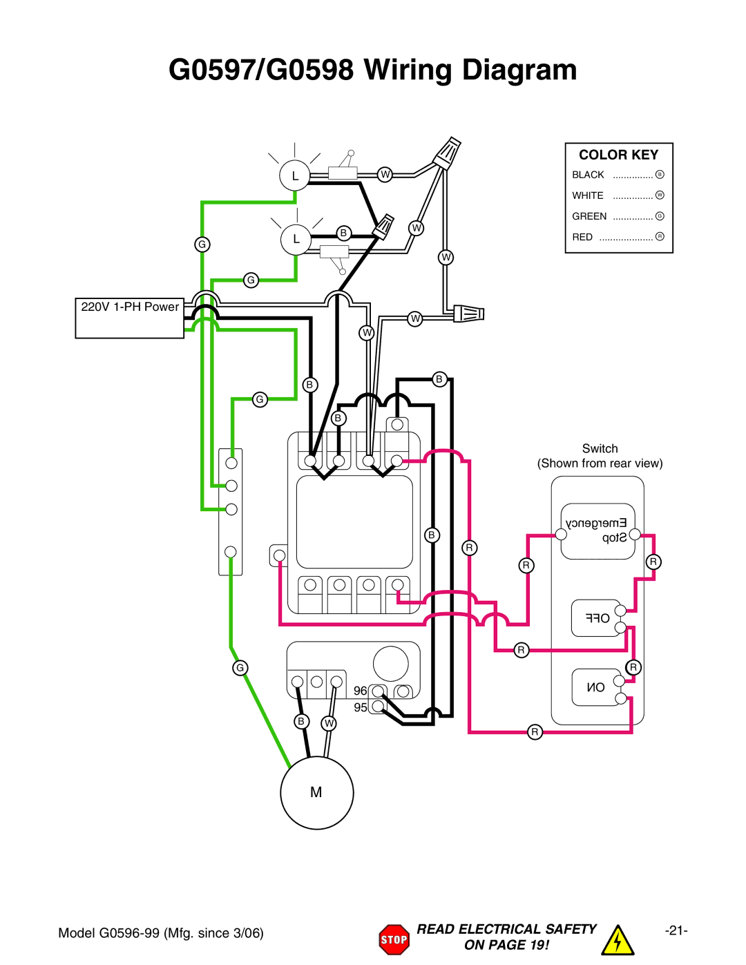 Grizzly G0596-99 owner manual G0597/G0598 Wiring Diagram, #/,/2,+%9 