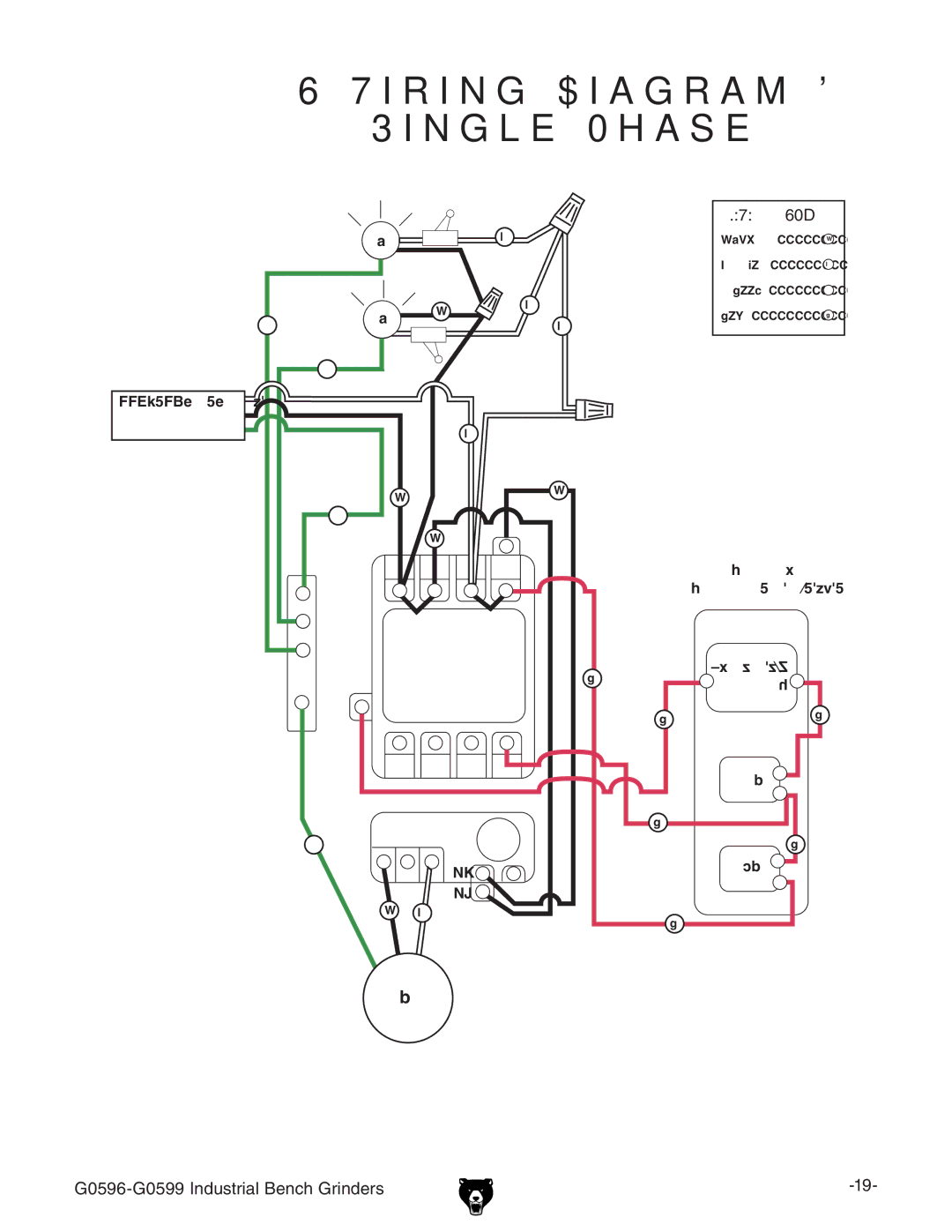 Grizzly G0597, G0598, G0599 owner manual 110V Wiring Diagram G0596 Single Phase 