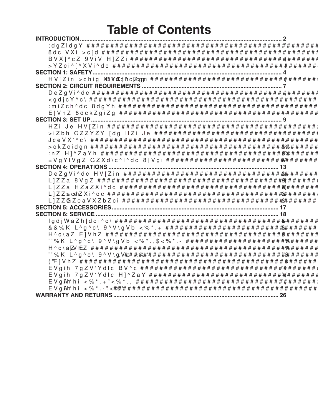 Grizzly G0597, G0598, G0599 owner manual Table of Contents 