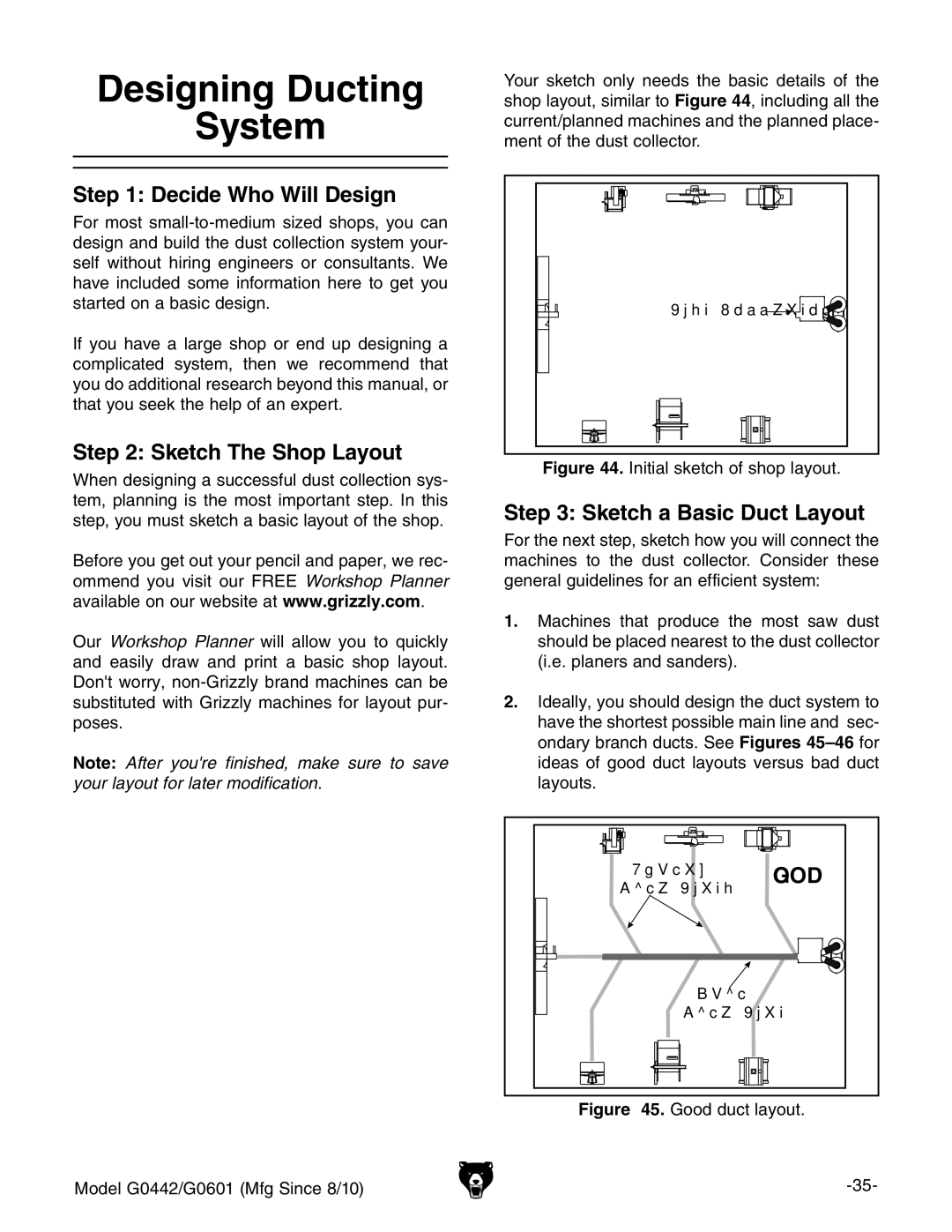 Grizzly G0601 Designing Ducting System, Decide Who Will Design, Sketch The Shop Layout, Sketch a Basic Duct Layout 