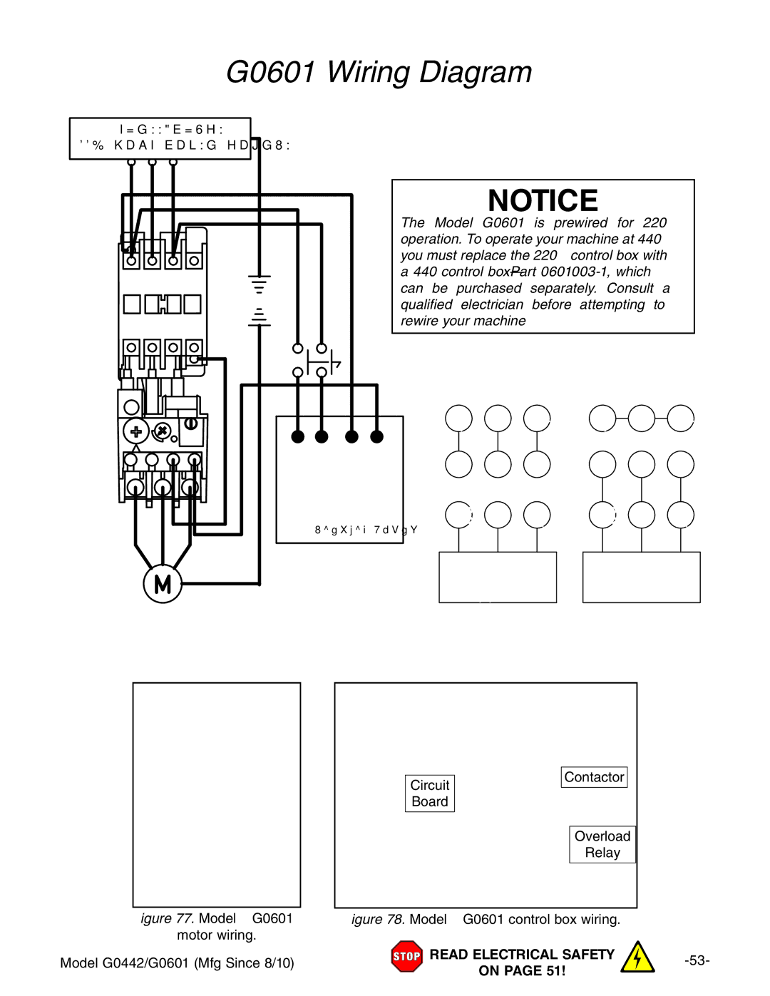 Grizzly owner manual G0601 Wiring Diagram, Model G0601 