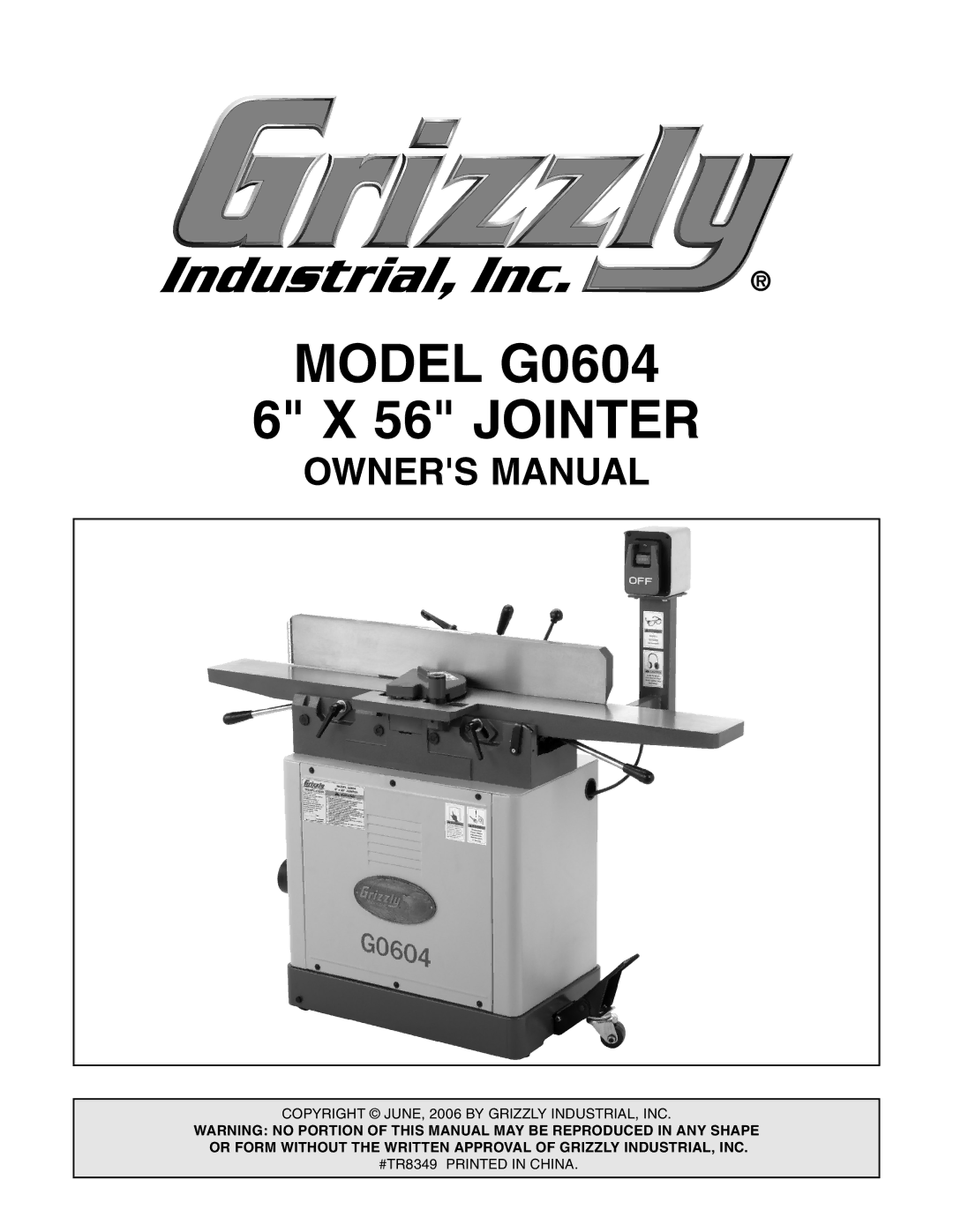 Grizzly owner manual Model G0604 